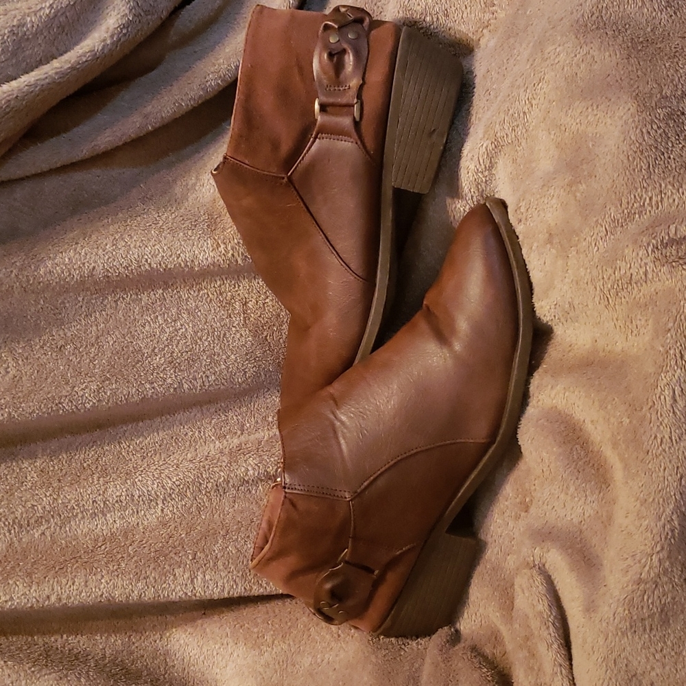 Faux Leather Brown Booties